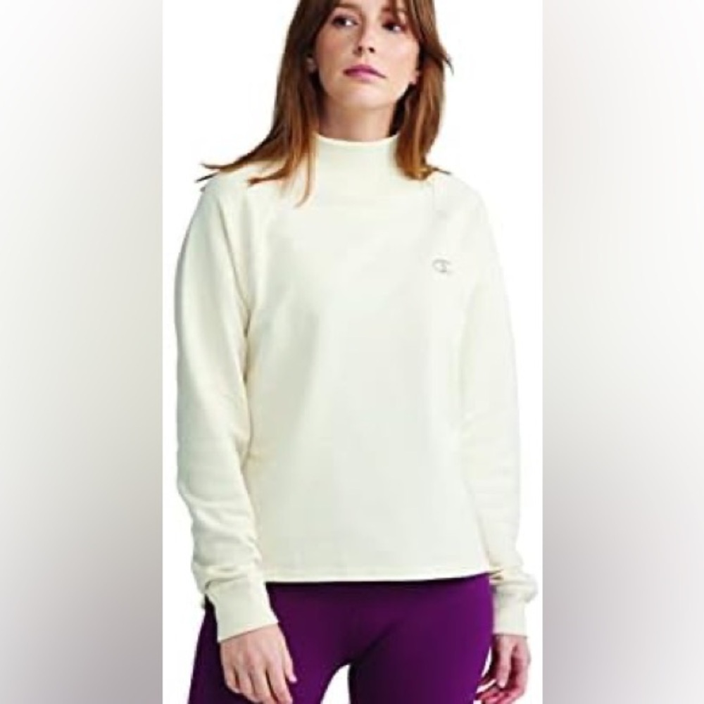 Champion | Powerblend Mock Neck Sweatshirt in Cream, Size M, NWT